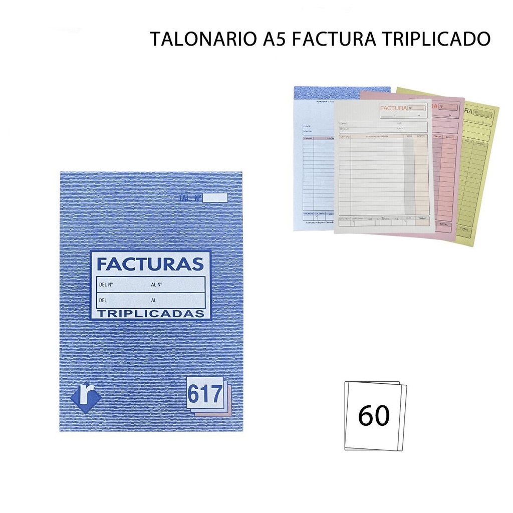 Talonario A5 factura triplicado - Papelería