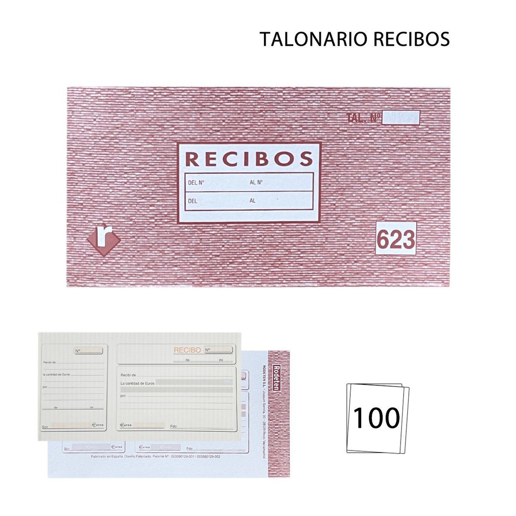 Talonario de recibos 100 hojas para oficina