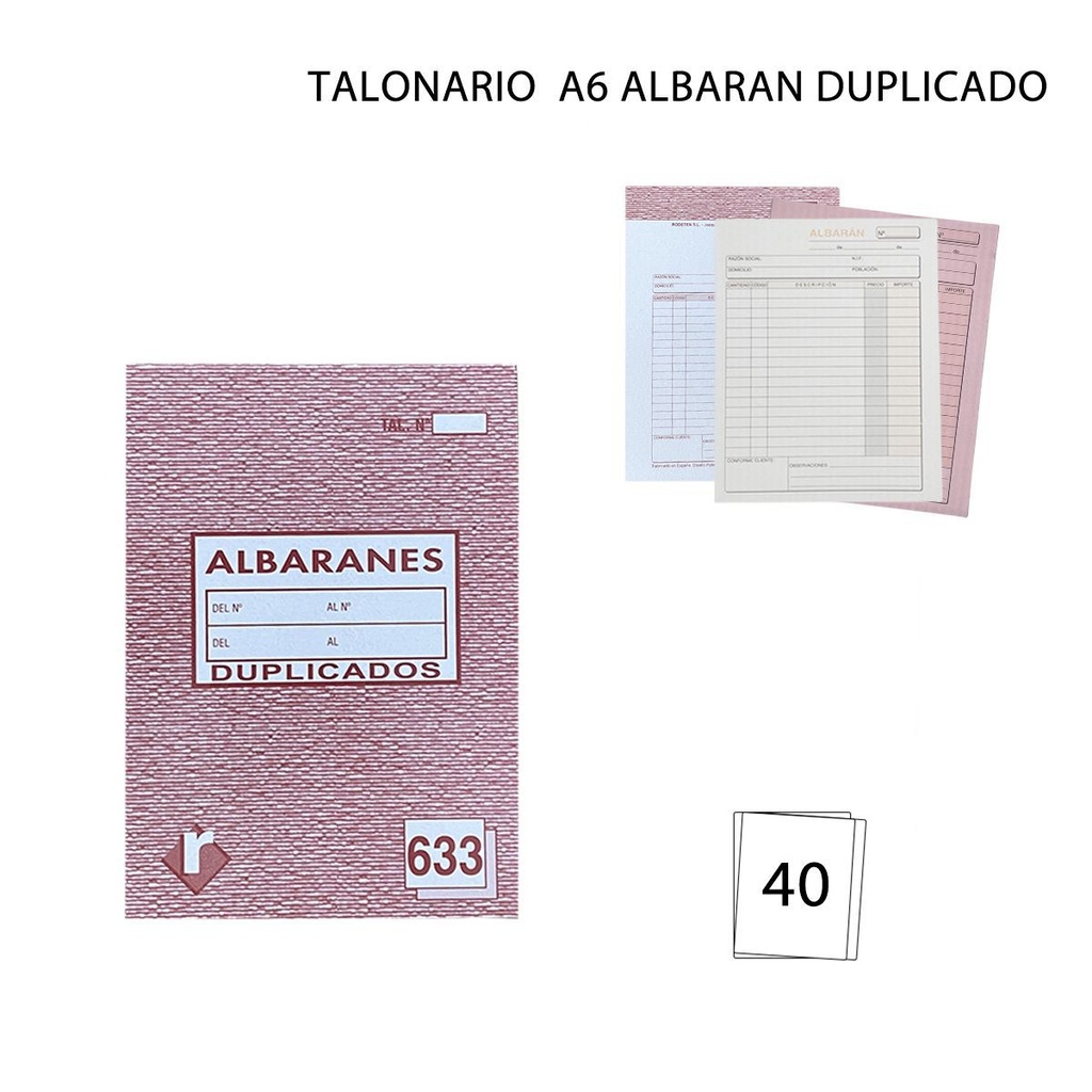 Talonario A6 albarán duplicado