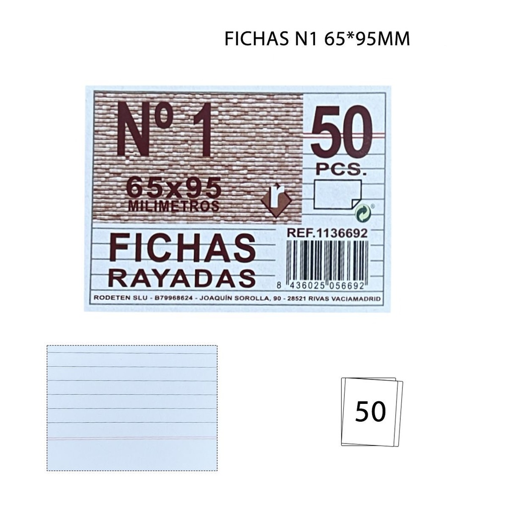 Fichas N1 65x95mm para organización y archivo