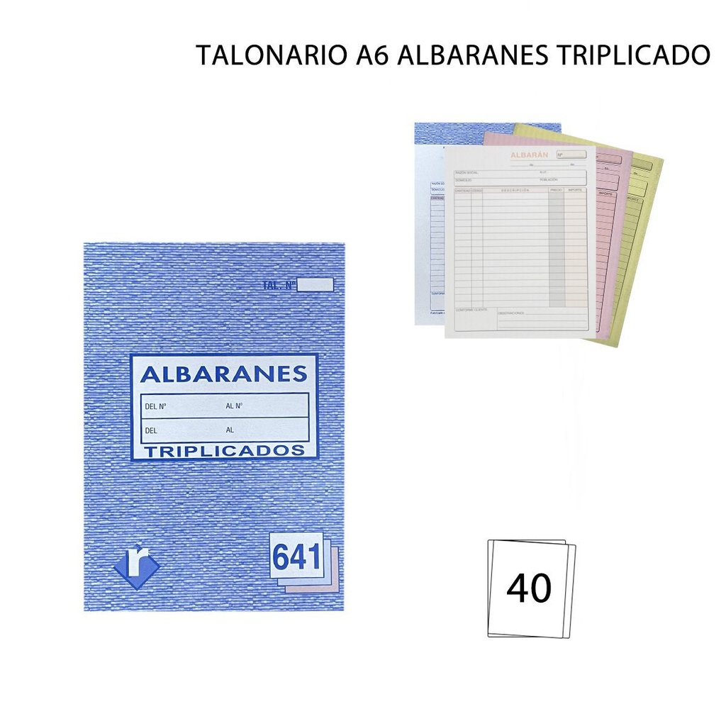 Talonario A6 albaranes triplicado