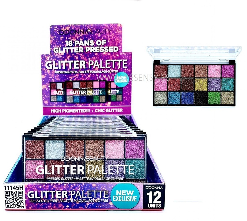 Paleta de sombras de ojos glitter 12/u 11145H para maquillaje