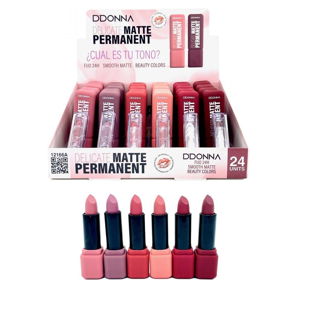 Lápiz labial mate permanente 24/u 12166A Ddonna