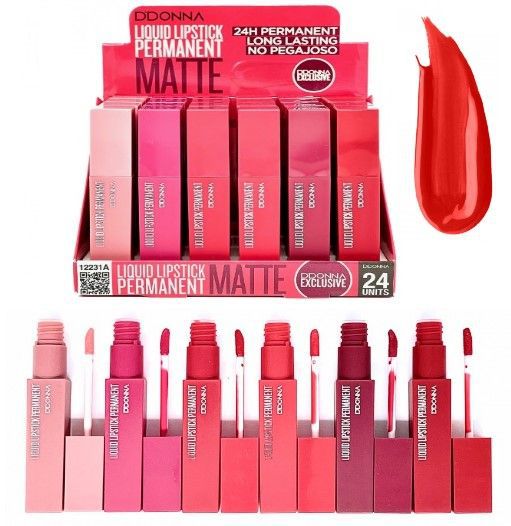 Brillo labial mate fijo 24/u DDonna para maquillaje