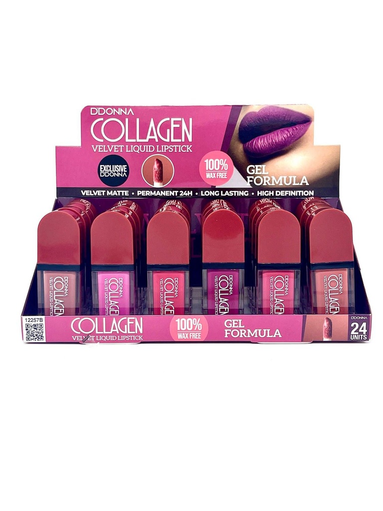 Lip gloss colágeno velvet 24/u 12257B para labios hidratados