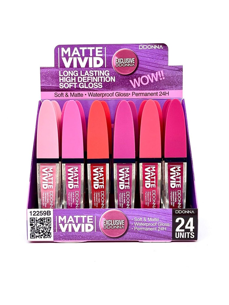 Brillo labial mate vivid 24h 24/u Ddona para labios