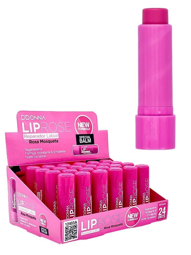 Lip reparador labial rosa 24 uds 12403A DD - Bálsamo labial reparador de rosa