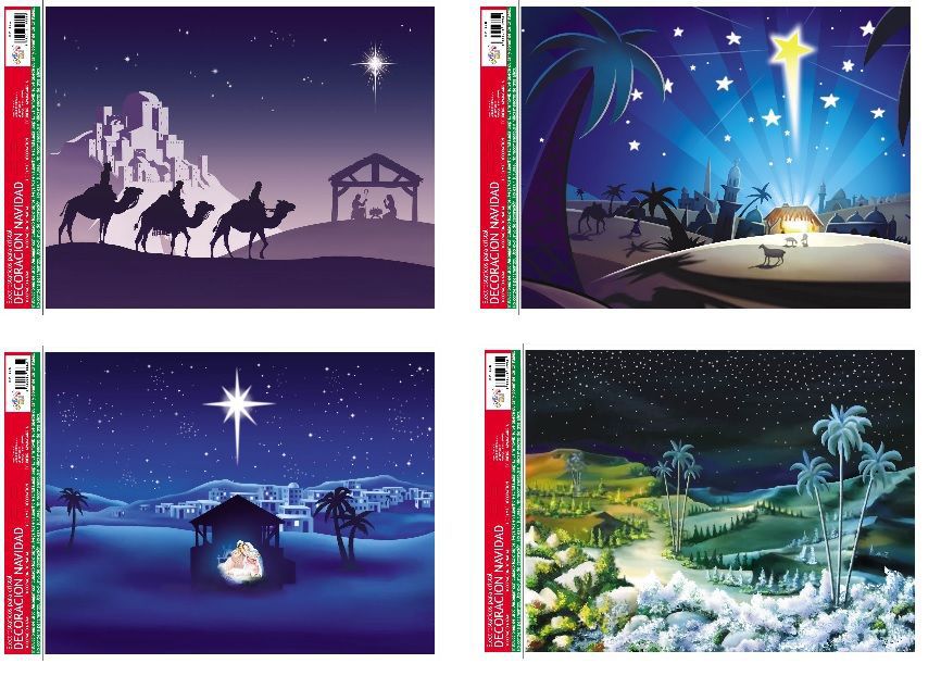 Decor. electro. de navidad "fondo navideño" (4 modelos) 29x41 cm - Decoración navideña
