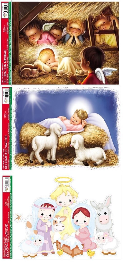 Decor. electro. de navidad "naci. niño jesus" (4 modelos) 29x41 cm - Decoración navideña