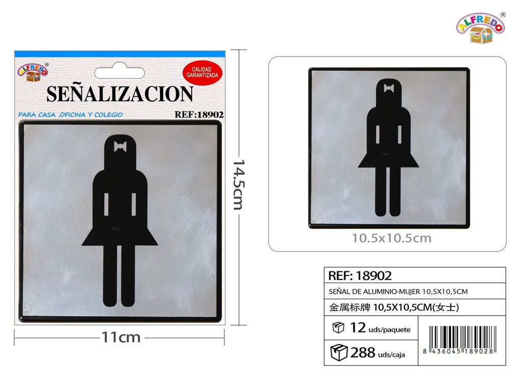 Señal de aluminio mujer 10.5x10.5cm