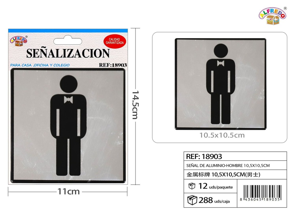 Señal de aluminio hombre 10.5x10.5cm - Señales de advertencia y comunicación