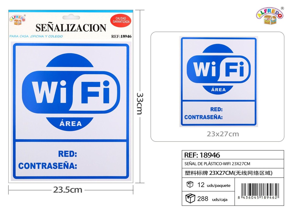 Señal de plástico WiFi 23x27cm para decoración del hogar