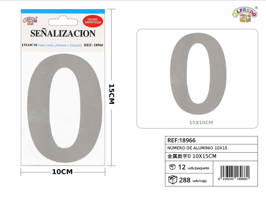 Señal de aluminio - Número 0 15x10cm - Señales decorativas