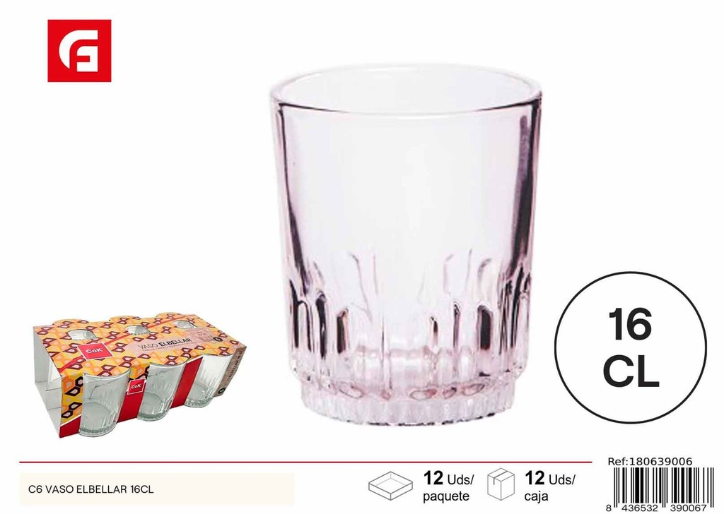 Vaso de vidrio Elbellar 16cl para bebidas