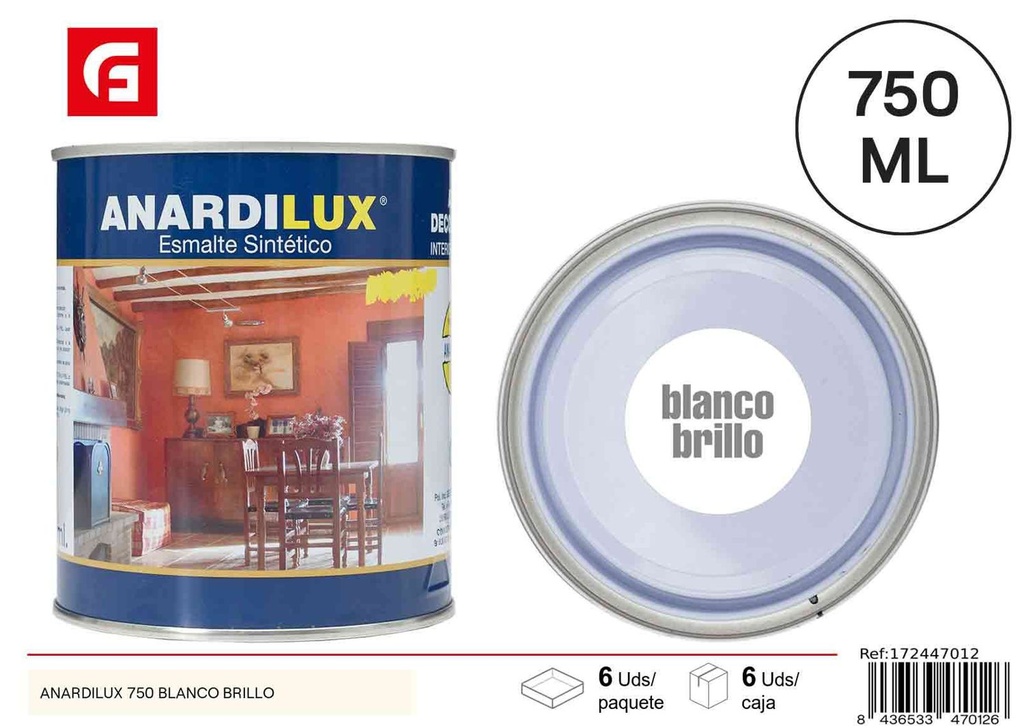 Pintura Anardilux 750ml blanco brillo