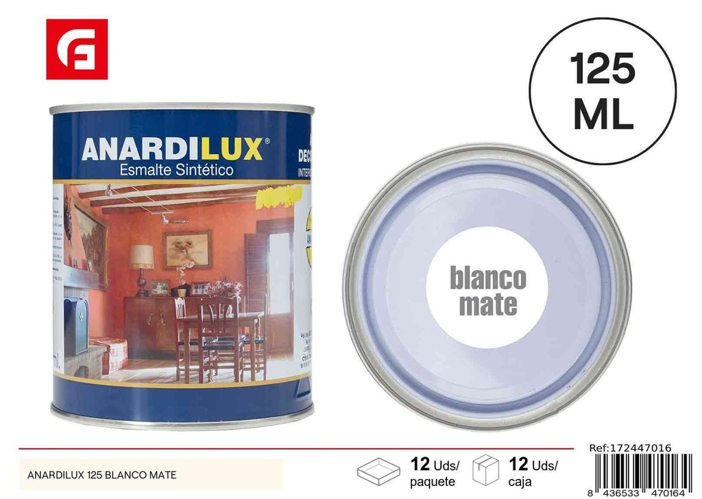 Pintura Anardilux 125 blanco mate para interiores