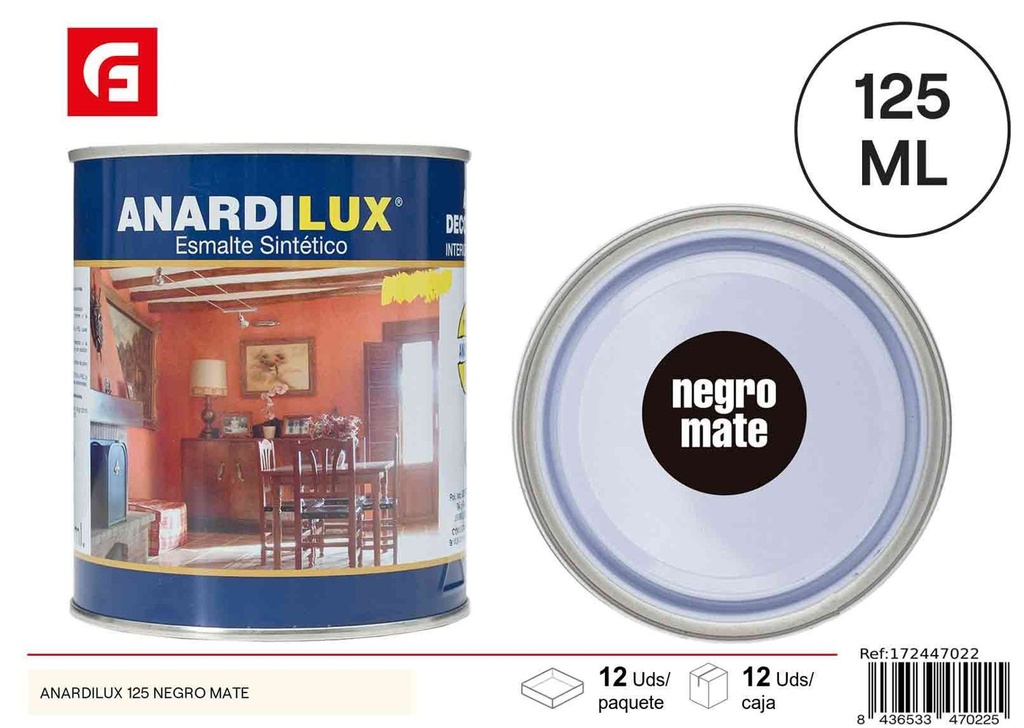 Pintura Anardilux negro mate 125ML