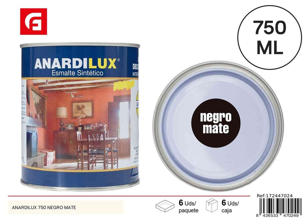 Pintura Anardilux 750 negro mate