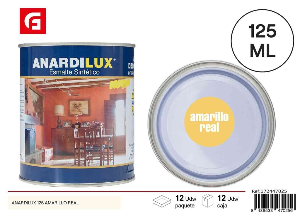 Pintura Anardilux amarilla 125ml para proyectos y manualidades