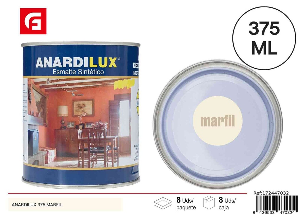Pintura Anardilux esmalte acrílico 375ml color marfil para ferretería