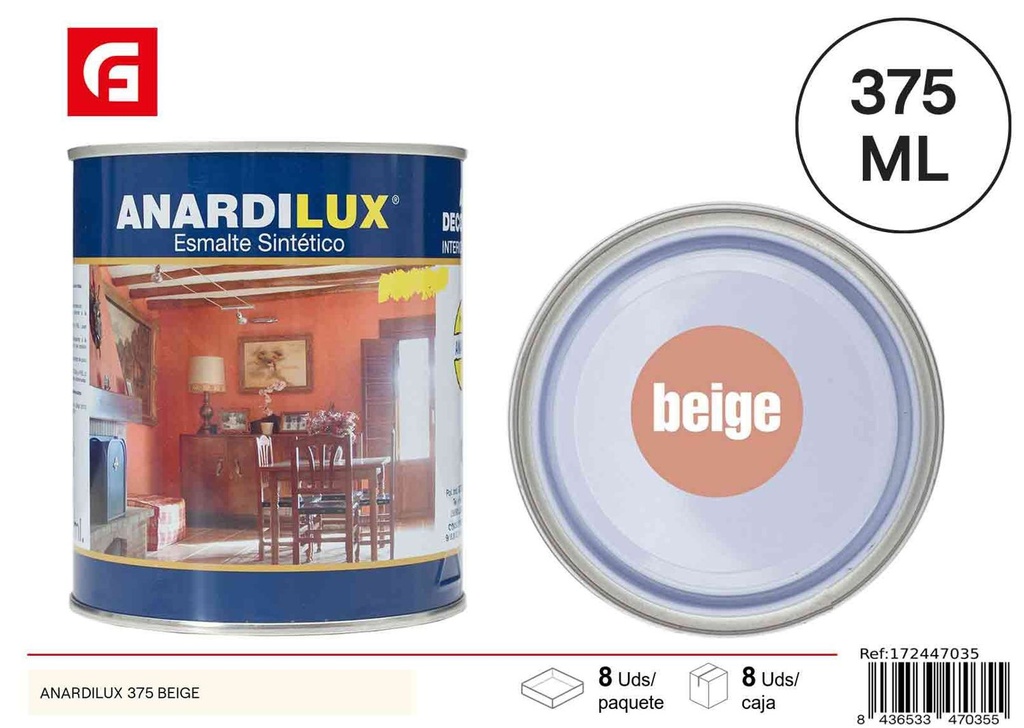 Pintura Anardilux 375 Beige para paredes y techos