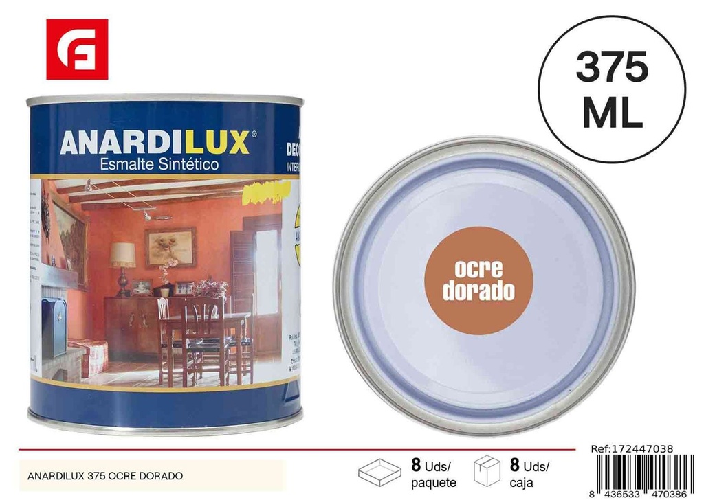 Pintura Anardilux 375 ocre dorado para interiores y exteriores