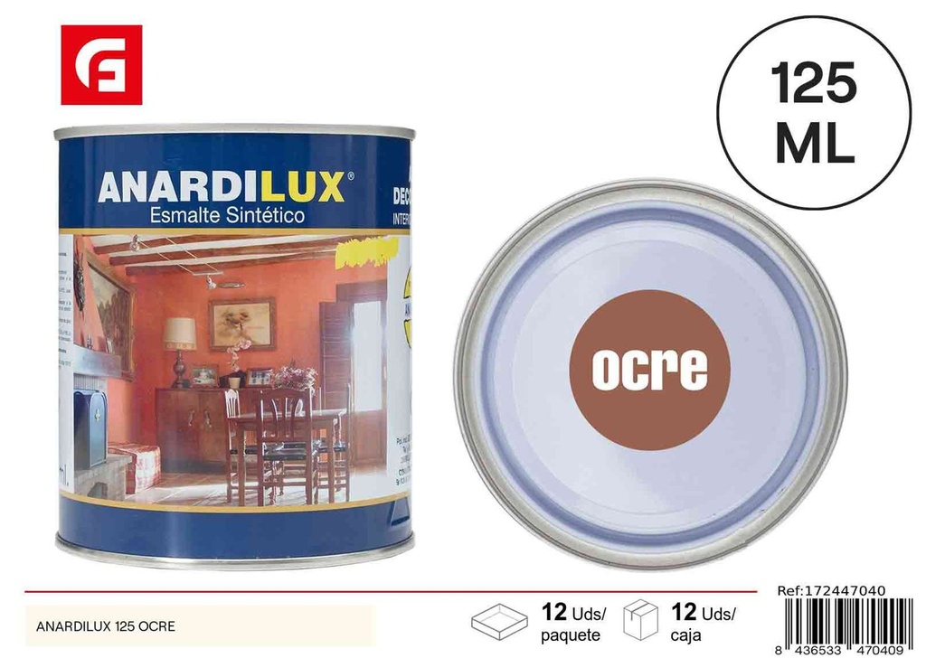 Pintura esmalte acrílico Anardilux 125 ocre para superficies