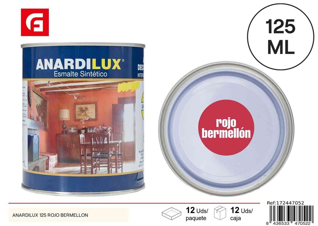 Pintura roja bermellón Anardilux 125