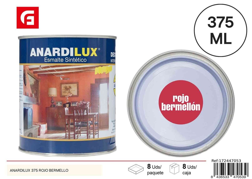 Pintura acrílica rojo bermello 375ml - Pinturas de ferretería