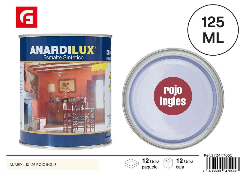 Pintura Anardilux rojo inglés 125ml para decoración