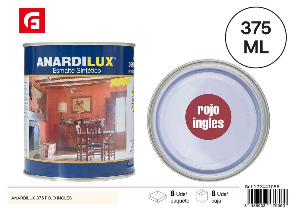 Pintura esmalte acrílico rojo inglés Anardilux 375 para proyectos