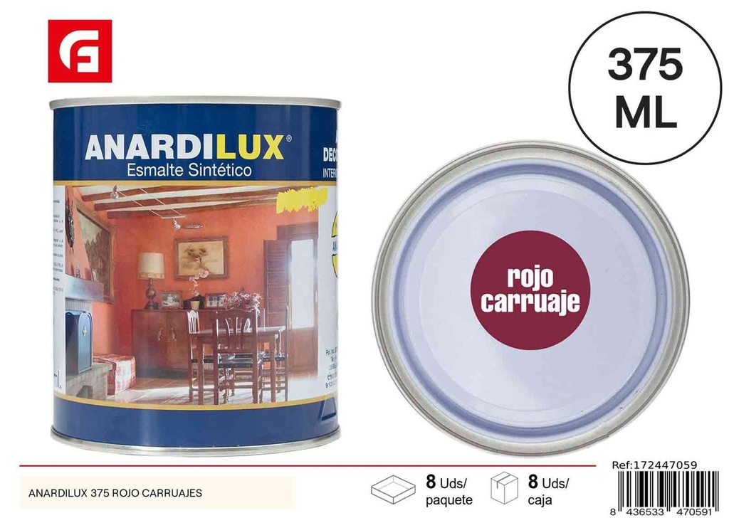 Pintura acrílica rojo carruajes 375ml - Pinturas de ferretería
