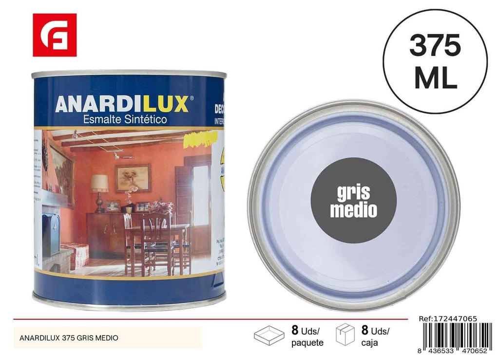 Pintura acrílica gris medio 375ml - Pinturas de ferretería