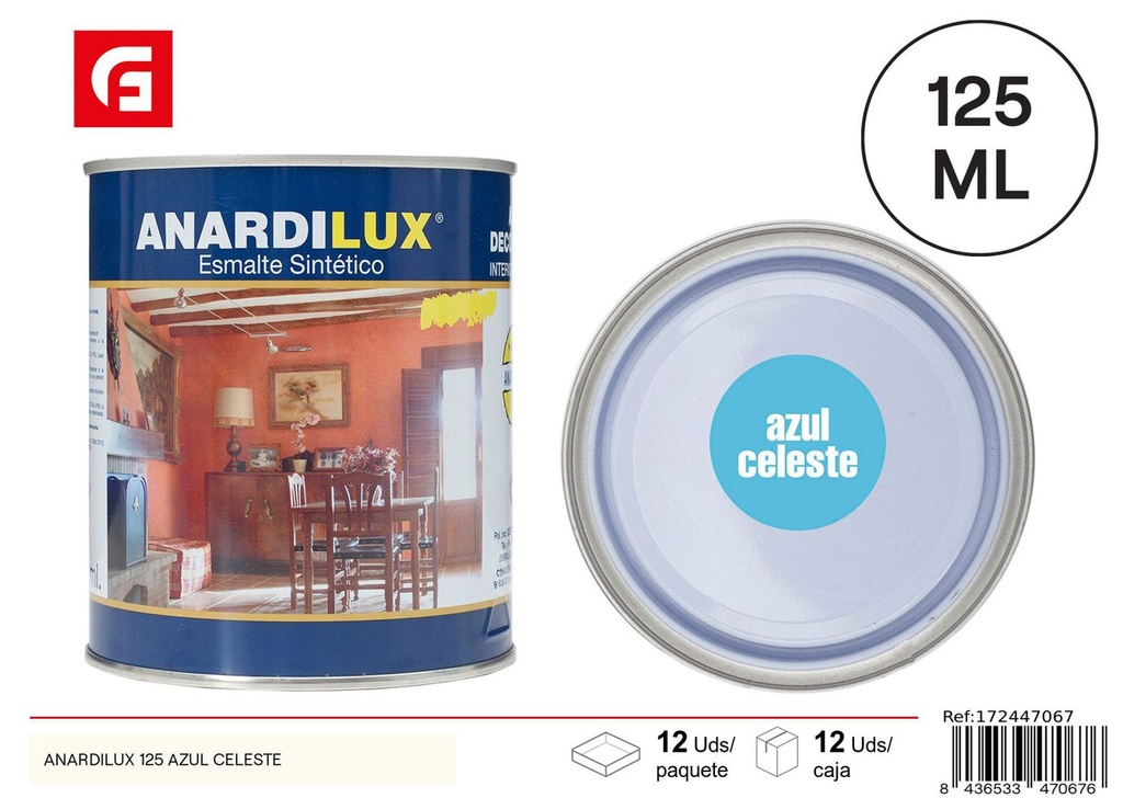 Pintura Anardilux 125 azul celeste para decoración y bricolaje