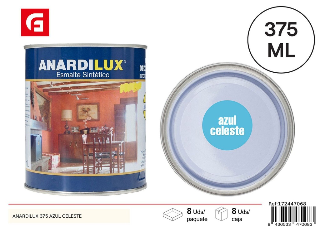 Pintura acrílica azul celeste 375ml - Pinturas de ferretería