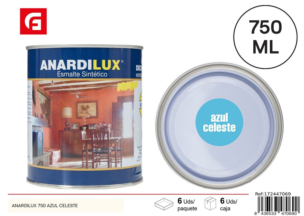 Pintura Anardilux 750 azul celeste para superficies