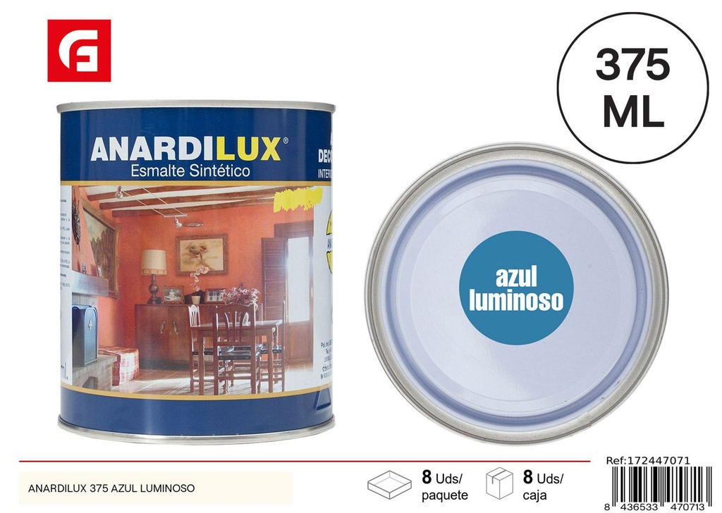 Pintura acrílica azul luminoso 375ml - Pinturas de ferretería