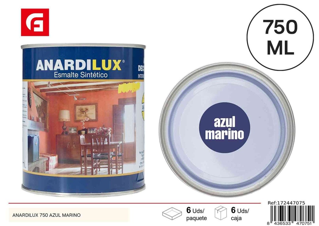 Pintura Anardilux 750ml azul marino para superficies metálicas