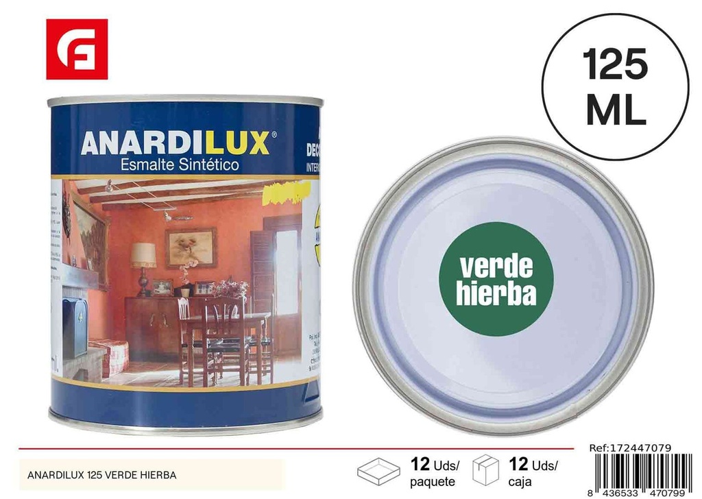 Pintura esmalte acrílico verde hierba 125ml Anardilux