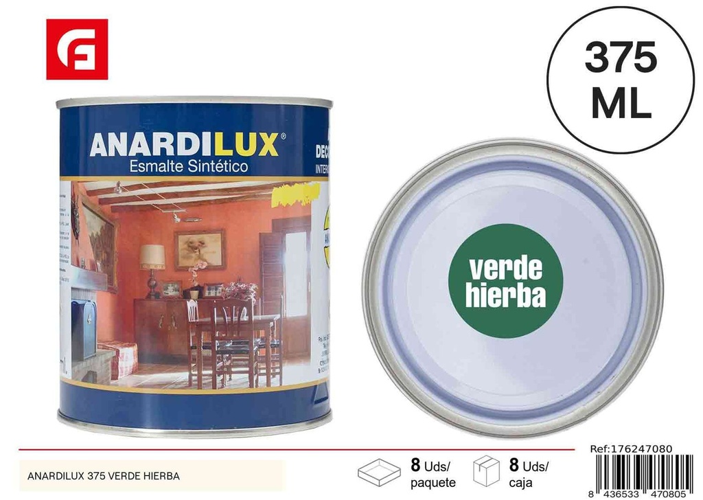 Pintura verde hierba Anardilux 375ml para bricolaje