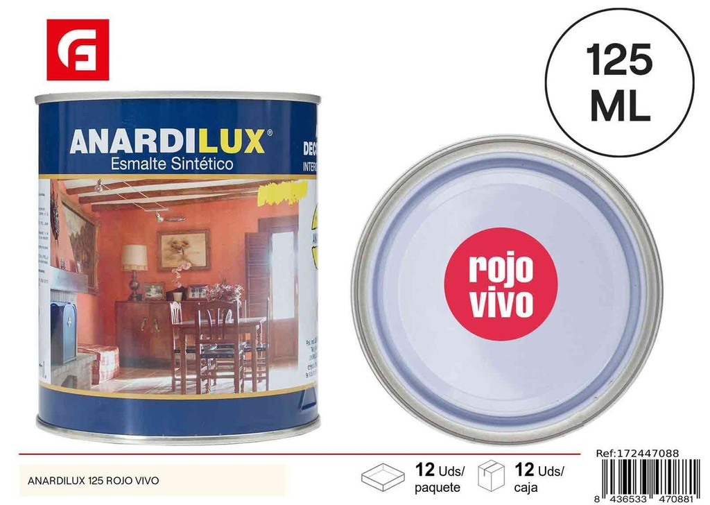 Pintura Anardilux 125 rojo vivo para proyectos de bricolaje