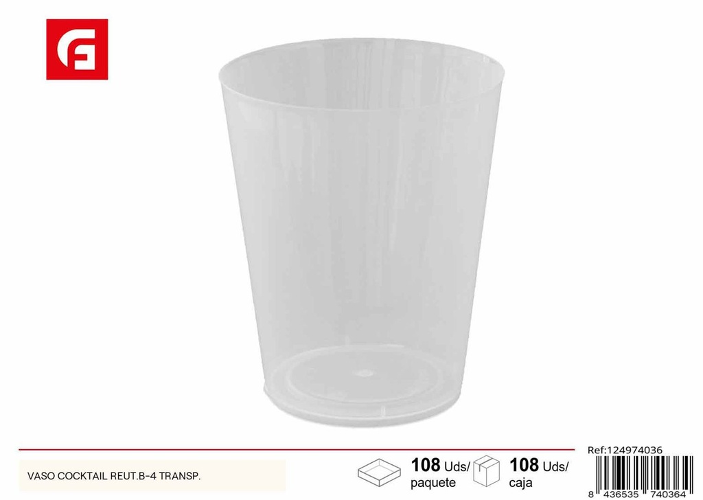 Vaso cocktail reutilizable transparente B-4 para fiestas