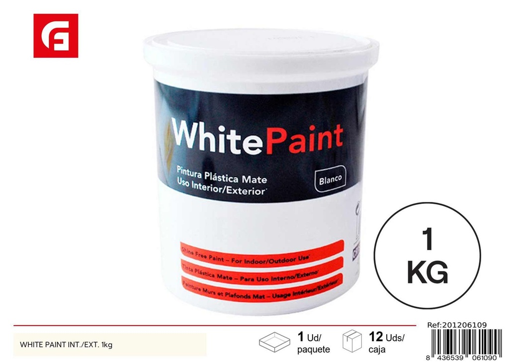 Pintura blanca para interior/exterior 1kg - Pintura y ferretería