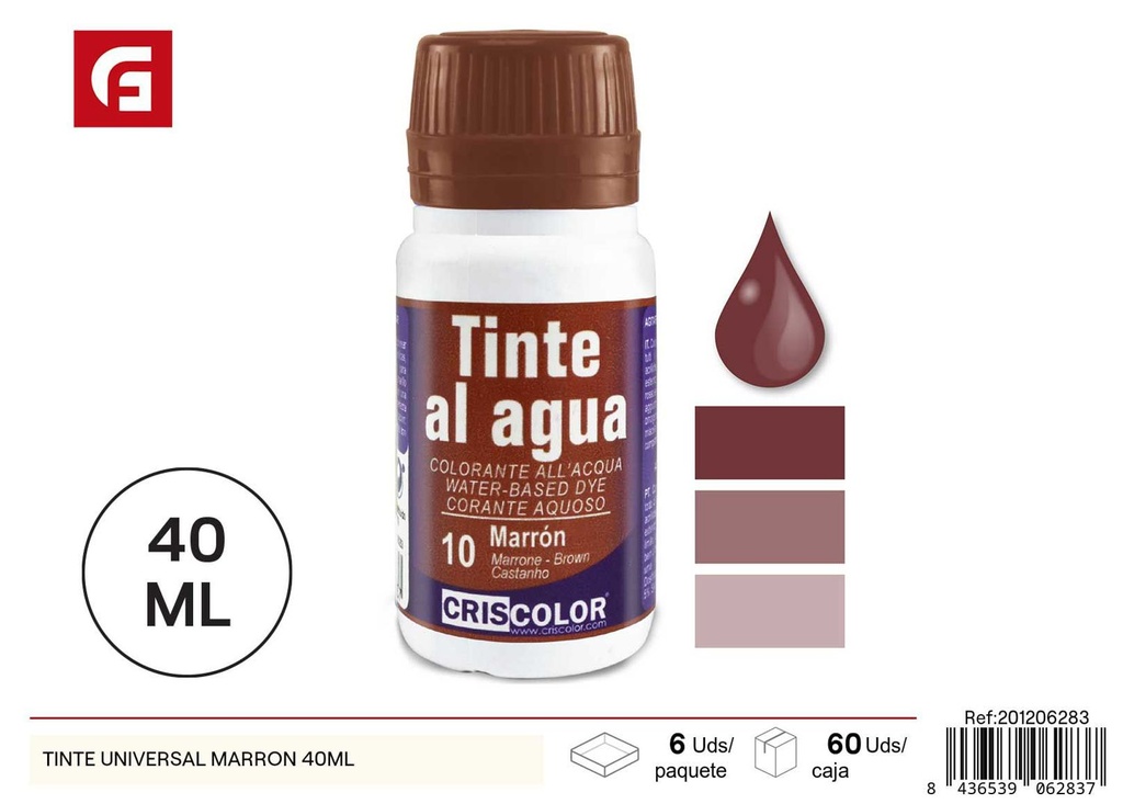 Tinte universal pardo 40ml para pintar y teñir superficies