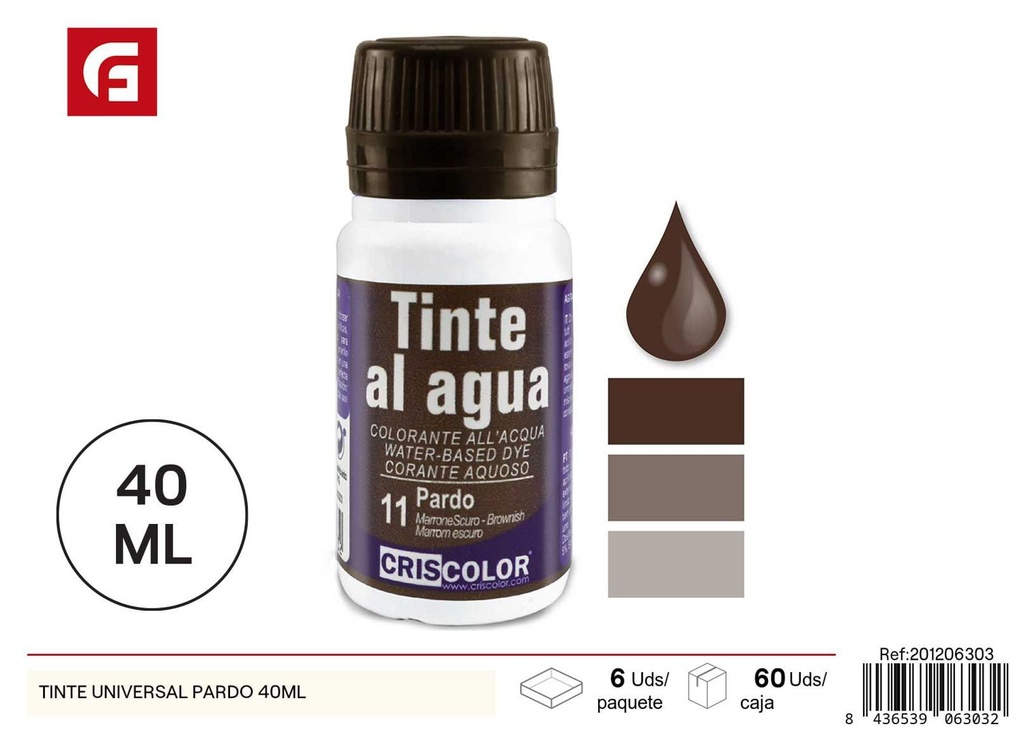Tinte universal pardo 40ml - Pintura y tinte universal