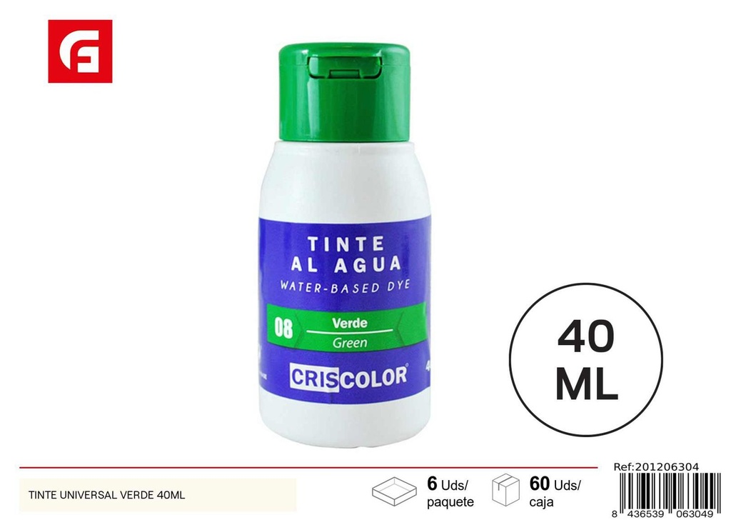 Tinte universal verde 40ml para múltiples aplicaciones