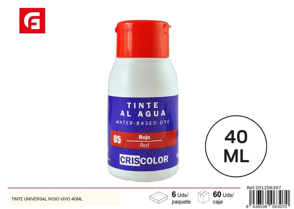 Tinte universal rojo vivo 40ml para bricolaje y arte