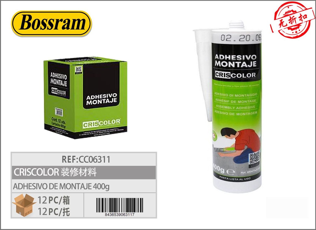 Adhesivo de montaje Criscor 400g - Materiales de construcción