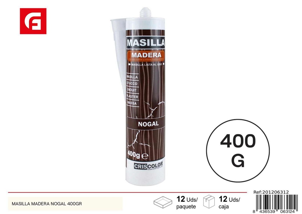 Masilla madera nogal 400gr para reparaciones