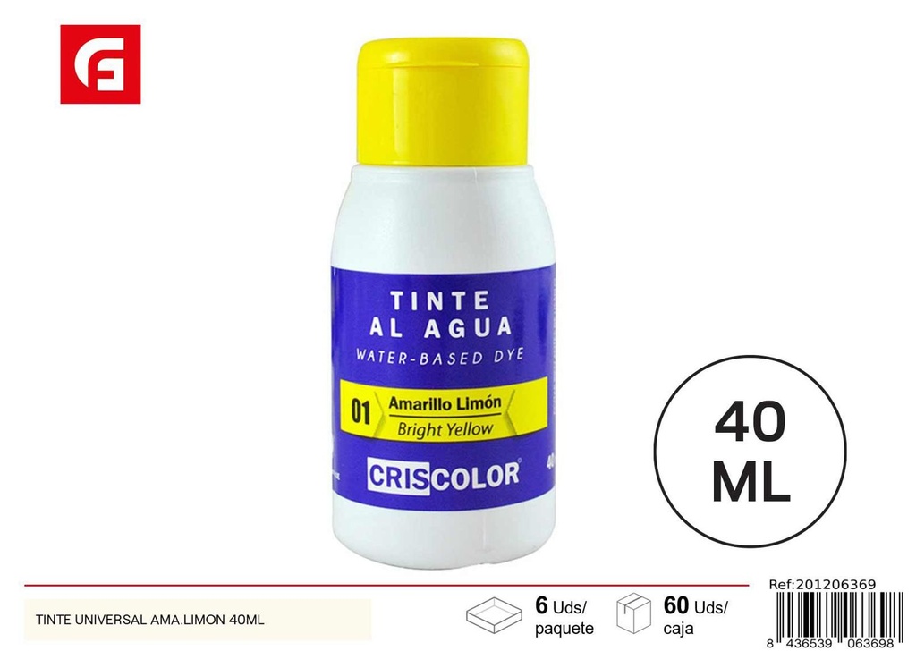 Tinte universal amarillo limón 40ml - Pintura y tinte universal